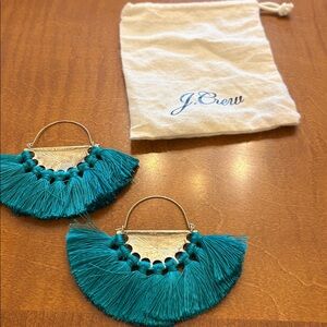 J.Crew Turquoise Fringe Earrings with Silver Detail